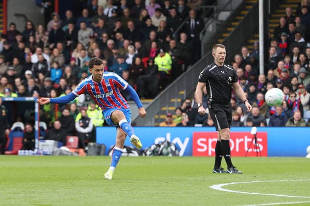 15th March 2026; Selhurst Park, Selhurst, London, England; Premier League Football, Crystal Palace versus Leeds United; Brennan Johnson of Crystal Palace shooting from a direct free kick  KatiexChan Content restricted for UK based newspaper