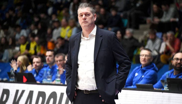 15.03.2026, xokbx, Basketball easyCredit BBL Bundesliga, Frankfurt Skyliners - EWE Baskets Oldenburg v.l. Trainer Klaus Perwas (Head Coach, Fraport Skyliners Frankfurt), Mimik, Ernst (DFL DFB REGULATIONS PROHIBIT ANY USE OF PHOTOGRAPHS as IMAGE SEQUENCES and or QUASI-VIDEO) Frankfurt am Main