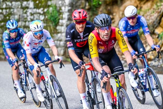 Paris Nice 2026 Stage 8 NICE, FRANCE - MARCH 15 : Thomas Benjamin (FRA) of Cofidis leading the escape pack during stage 8 of the 84th edition of Paris - Nice an UCI World Tour 2.UWT cycling road race stage for Men Elite of 145 km with start in Nice and finish in Nice on March 15, 2026 in Nice, France, 15 03 2026 ( Motordriver Guy De Vuyst - Nice France  Copyright: xNicoxVereeckenx