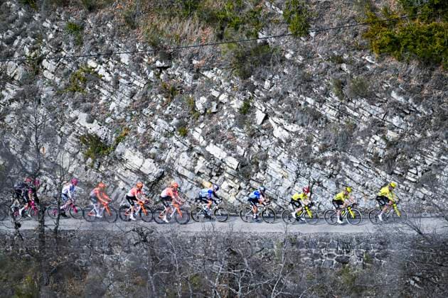 Paris Nice 2026 Stage 8 NICE, FRANCE - MARCH 15 : Illustration picture of the peloton, Vingegaard Jonas (DEN) of Team Visma Lease a Bike, Campenaerts Victor (BEL) of Team Visma Lease a Bike, Tarling Joshua (GBR) of INEOS Grenadiers, Martinez Daniel Felipe (COL) of Red Bull - BORA - Hansgrohe during stage 8 of the 84th edition of Paris - Nice an UCI World Tour 2.UWT cycling road race stage for Men Elite of 145 km with start in Nice and finish in Nice on March 15, 2026 in Nice, France, 15 03 2026 ( Motordriver Guy De Vuyst - Nice France  Copyright: xNicoxVereeckenx