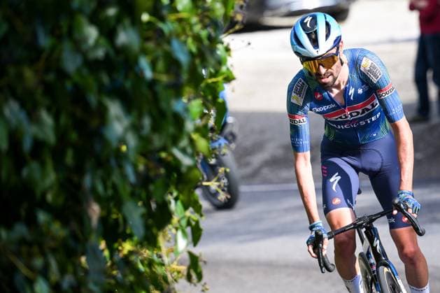 French Valentin Paret Peintre of Soudal Quick-Step pictured in action during the final stage of 84th edition of the Paris-Nice cycling race, a race from Nice to Nice (129,2 km), on Sunday 15 March 2026. DAVIDxPINTENS  x167567421x