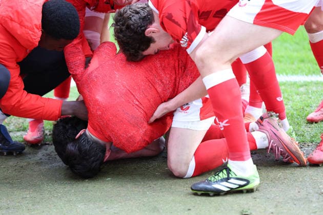 15.03.2026, xrekx, Fussball 2.Bundesliga, 1.FC Kaiserslautern - Karlsruher SC v.l. Torjubel nach dem Tor zum celebrating the goal celebrate 3:0 durch Mahir Emreli (1.FC Kaiserslautern) (DFL DFB REGULATIONS PROHIBIT ANY USE OF PHOTOGRAPHS as IMAGE SEQUENCES and or QUASI-VIDEO) Kaiserslautern