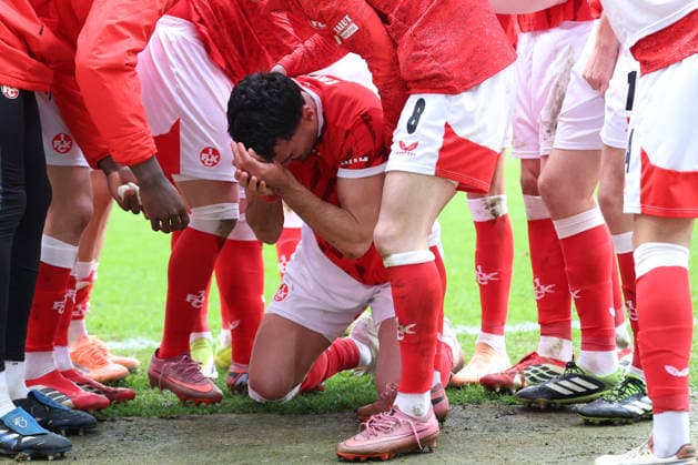 15.03.2026, xrekx, Fussball 2.Bundesliga, 1.FC Kaiserslautern - Karlsruher SC v.l. Torjubel nach dem Tor zum celebrating the goal celebrate 3:0 durch Mahir Emreli (1.FC Kaiserslautern) (DFL DFB REGULATIONS PROHIBIT ANY USE OF PHOTOGRAPHS as IMAGE SEQUENCES and or QUASI-VIDEO) Kaiserslautern