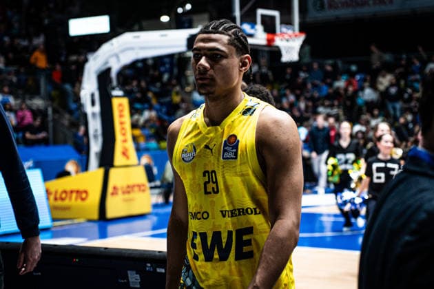 15.03.2026, xhfmx, Basketball easyCredit BBL Bundesliga, Frankfurt Skyliners - EWE Baskets Oldenburg Colin Schroeder (EWE Baskets Oldenburg) (DFL DFB REGULATIONS PROHIBIT ANY USE OF PHOTOGRAPHS as IMAGE SEQUENCES and or QUASI-VIDEO) Frankfurt am Main