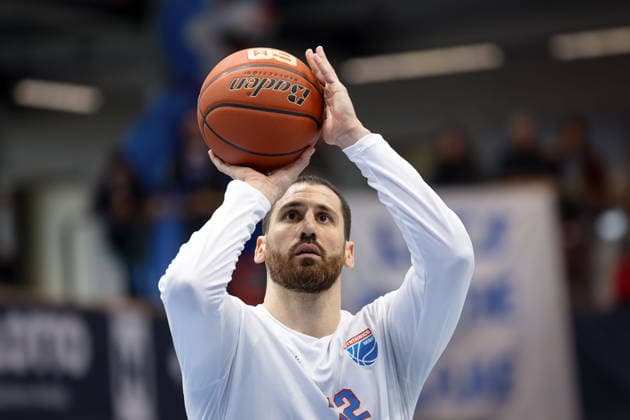 Nemanja Djurisic (MBC, 42), Syntainics MBC vs. ALBA BERLIN, Basketball, 1. Bundesliga, Maenner, 24. Spieltag, Saison 2025 26, 15.03.2026. Weißenfels Stadthalle Sachsen-Anhalt Deutschland
