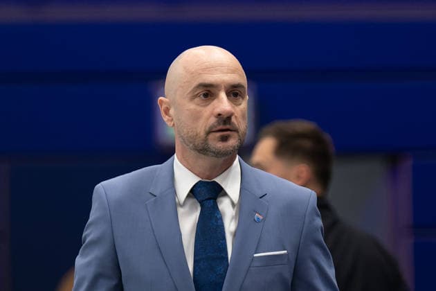 Milenko Bogicevic (MBC, Head Coach), Syntainics MBC vs. ALBA BERLIN, Basketball, 1. Bundesliga, Maenner, 24. Spieltag, Saison 2025 26, 15.03.2026. Weißenfels Stadthalle Sachsen-Anhalt Deutschland
