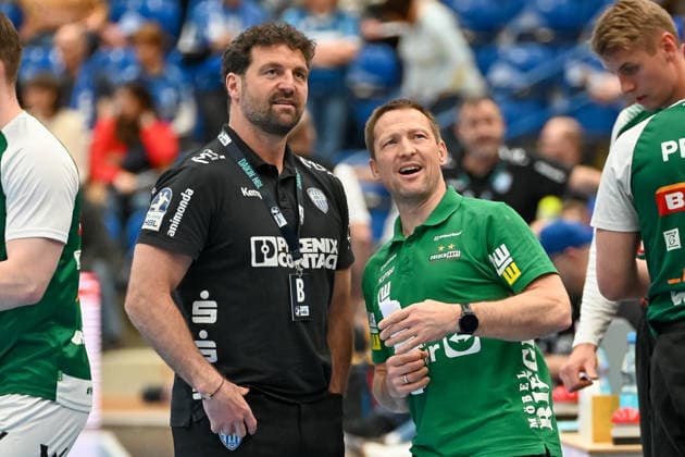 Florian Kehrmann (TBV Lemgo Lippe, Trainer) im Gespraech mit Stefan Klaus (Frisch Auf Goeppingen, Co-Trainer) TBV Lemgo Lippe vs. Frisch Auf Goeppingen, Handball, 1. Bundesliga, 25. Spieltag, Saison 2025 2026, 15.03.2026, TBV Lemgo Lippe vs. Frisch Auf Goeppingen, Handball, 1. Bundesliga, 25. Spieltag, Saison 2025 2026, 15.03.2026 Lemgo Copyright: xEibner-Pressefoto RobertxGertzenx EP_RGN