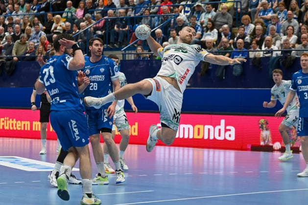 Ludvig Jurmala Astroem (Frisch Auf Goeppingen, 25) wirft TBV Lemgo Lippe vs. Frisch Auf Goeppingen, Handball, 1. Bundesliga, 25. Spieltag, Saison 2025 2026, 15.03.2026, TBV Lemgo Lippe vs. Frisch Auf Goeppingen, Handball, 1. Bundesliga, 25. Spieltag, Saison 2025 2026, 15.03.2026 Lemgo Copyright: xEibner-Pressefoto RobertxGertzenx EP_RGN