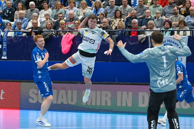 Victor Kloeve (Frisch Auf Goeppingen, 07) wirft TBV Lemgo Lippe vs. Frisch Auf Goeppingen, Handball, 1. Bundesliga, 25. Spieltag, Saison 2025 2026, 15.03.2026, TBV Lemgo Lippe vs. Frisch Auf Goeppingen, Handball, 1. Bundesliga, 25. Spieltag, Saison 2025 2026, 15.03.2026 Lemgo Copyright: xEibner-Pressefoto RobertxGertzenx EP_RGN