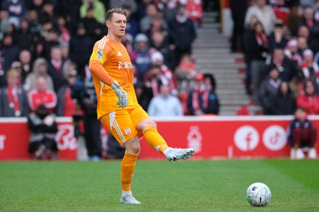 Bernd Leno of Fulham seen in action during the Premier league football match between Nottingham Forest and Fulham at the City Ground in Nottingham. Copyright: xPaulxBonserx xSportsxPressxPhotox Sportspressphoto_SPR110330