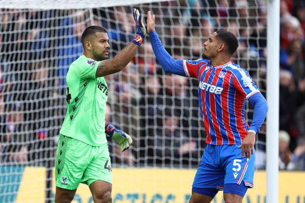 Crystal Palace v Leeds United 15 March 2026, London - Premier League Football - Crystal Palace v Leeds United - Crystal Palace goalkeeper Walter Benitez hi-fives Maxence Lacroix after the Leeds penalty goes wide - Photo: Jacques Feeney Offside. London UK Copyright: xJacquesxFeeneyx xOffsidexOffside