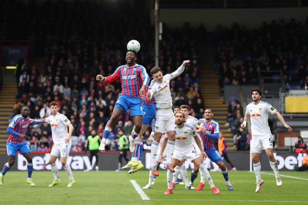 15th March 2026; Selhurst Park, Selhurst, London, England; Premier League Football, Crystal Palace versus Leeds United; Jefferson Lerma of Crystal Palace wins the header against Ethan Ampadu of Leeds United  KatiexChan Content restricted for UK based newspaper