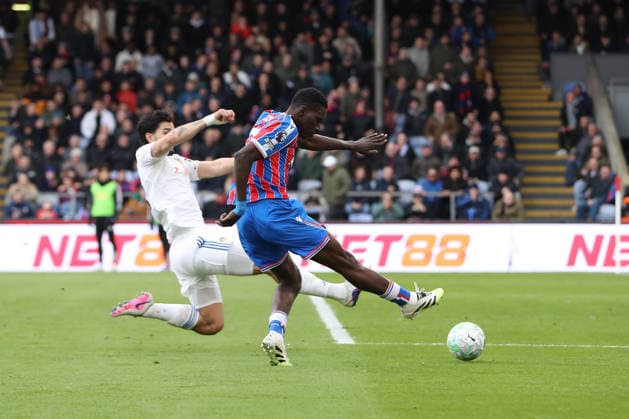 15th March 2026; Selhurst Park, Selhurst, London, England; Premier League Football, Crystal Palace versus Leeds United; Ismaila Sarr of Crystal Palace shoots  KatiexChan Content restricted for UK based newspaper