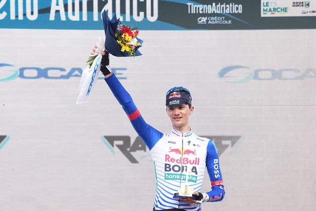 Pellizzari Giulio Of Red Bull - Bora - Hansgrohe second place during the 142-kilometer Stage 7 of the Tirreno-Adriatico cycling race from Civitanova Marche to San Benedetto del Tronto - Italy,- Sunday , March 15, 2026. - cycling .  Copyright: xMarcoxAlpozzix