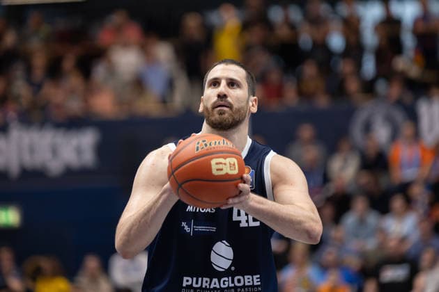 Nemanja Djurisic (MBC, 42), Syntainics MBC vs. ALBA BERLIN, Basketball, 1. Bundesliga, Maenner, 24. Spieltag, Saison 2025 26, 15.03.2026. Weißenfels Stadthalle Sachsen-Anhalt Deutschland