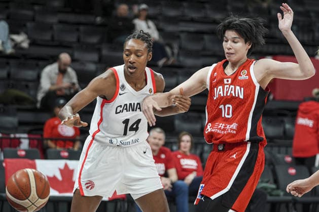 Canada v Japan - 2026 FIBA Women s Basketball World Cup qualification ISTANBUL, TURKIYE - MARCH 15: Kayla Alexander (14) of Canada in action against Ramu Tokashiki (10) of Japan during 2026 FIBA Women s Basketball World Cup qualification Group C match between Canada and Japan at Basketball Development Center in Istanbul, Turkiye on March 15, 2026. Beyza Comert Anadolu Istanbul Turkey. Editorial use only. Please get in touch for any other usage.  Copyright: x2026xAnadoluxBeyzaxComertx