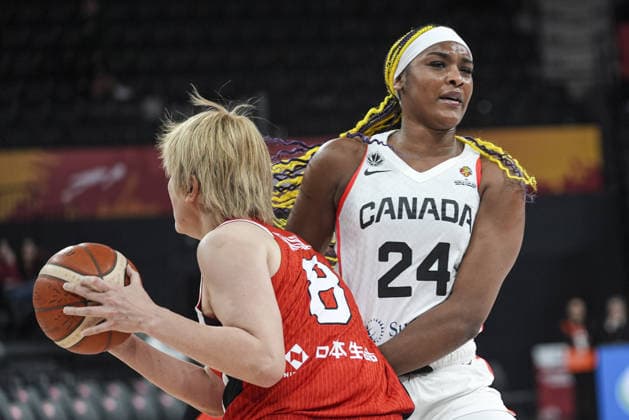 Canada v Japan - FIBA Women s World Cup Qualifiers ISTANBUL, TURKIYE - MARCH 15: Aaliyah Edwards (24) of Canada in action against Maki Takada (8) of Japan during the FIBA Women s World Cup Qualifiers Group C match between Canada and Japan at the Turkcell Basketball Development Center, in Istanbul, Turkiye, on March 15, 2026. Beyza Comert Anadolu Istanbul Turkey. Editorial use only. Please get in touch for any other usage.  Copyright: x2026xAnadoluxBeyzaxComertx