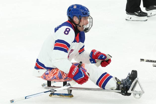 March 15, 2026, Milan, Lombardy, Italy: JACK WALLACE 8 of USA celebrates scoring his side s first goal in the Final game between Team United States (USA) and Team Canada (CAN) at the Milano Cortina 2026 Paralympic Winter games, Winterspiele,Spiele, Summer games Paralympics 2026: Milano Cortina: Para Ice hockey, Eishockey Men s Final: USA : CAN  - ZUMAc179 20260315_zep_c179_001 Copyright: xMickaelxChavetx