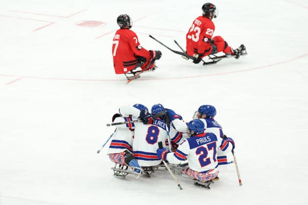 March 15, 2026, Milan, Lombardy, Italy: JACK WALLACE 8 of USA celebrates scoring his side s first goal in the Final game between Team United States (USA) and Team Canada (CAN) at the Milano Cortina 2026 Paralympic Winter games, Winterspiele,Spiele, Summer games Milan Italy - ZUMAc179 20260315_zep_c179_003 Copyright: xMickaelxChavetx