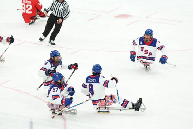 March 15, 2026, Milan, Lombardy, Italy: JACK WALLACE 8 of USA celebrates scoring his side s first goal in the Final game between Team United States (USA) and Team Canada (CAN) at the Milano Cortina 2026 Paralympic Winter games, Winterspiele,Spiele, Summer games Milan Italy - ZUMAc179 20260315_zep_c179_006 Copyright: xMickaelxChavetx