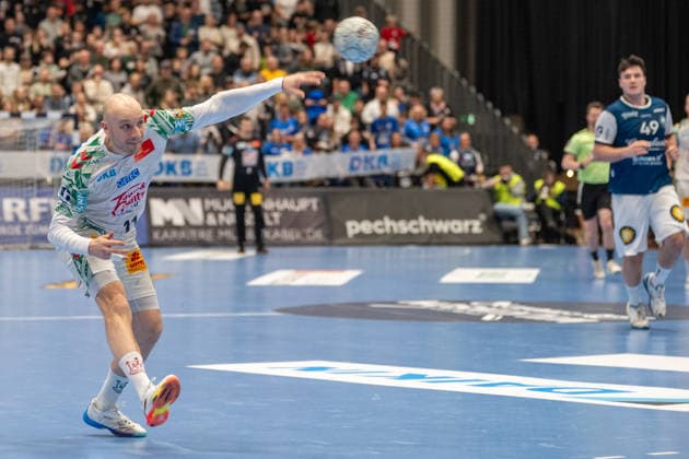 Daniel Pettersson (SC Magdeburg, 11) beim Wurf. Bergischer HC 06 vs. SC Magdeburg, Handball, DAIKIN Handballbundesliga, 25. Spieltag, Saison 2025 2026, 15.03.2026 Bergischer HC 06 vs. SC Magdeburg, Handball, DAIKIN Handballbundesliga, 25. Spieltag, Saison 2025 2026, 15.03.2026 Duesseldorf Copyright: xEibner-Pressefoto ThomasxHaeslerx EP_THR