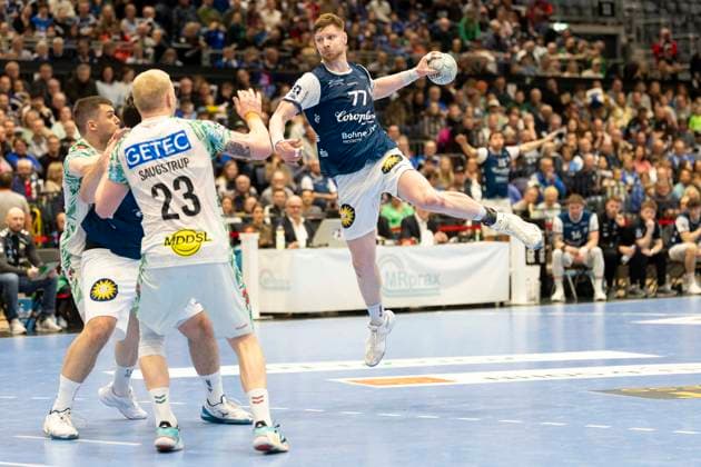 Bergischer HC gegen SC Magdeburg, 15.03.2026 DUESSELDORF, GERMANY - MARCH 15: Johannes Wasielewski (77, Bergischer HC) während dem HBL Bundesliga Spiel zwischen Bergischer HC gegen SC Magdeburg at Mitsubishi Electric HALLE am 25.Spieltag. March 15, 2026 in Duesseldorf, Germany. Copyright: xBEAUTIFULxSPORTS KennyxBeelex