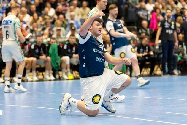 Bergischer HC gegen SC Magdeburg, 15.03.2026 DUESSELDORF, GERMANY - MARCH 15: Elias Scholtes (4, Bergischer HC) während dem HBL Bundesliga Spiel zwischen Bergischer HC gegen SC Magdeburg at Mitsubishi Electric HALLE am 25.Spieltag. March 15, 2026 in Duesseldorf, Germany. Copyright: xBEAUTIFULxSPORTS KennyxBeelex