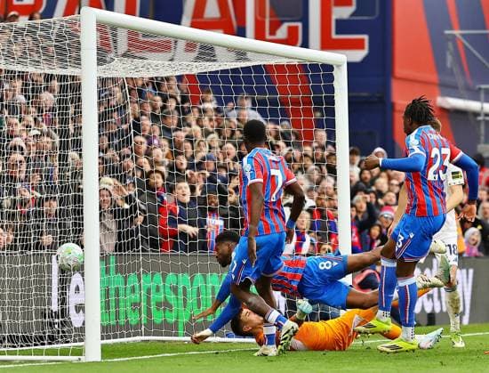 Jefferson Lerma of Crystal Palace goal is disallowed by VAR Crystal Palace v Leeds United, Premier League, Football, Selhurst Park, London, UK - 15 Mar 2026London Selhurst Park United Kingdom EDITORIAL USE ONLY No use with unauthorised audio, video, data, fixture lists, club league logos or live services. Online in-match use limited to 120 images, no video emulation. No use in betting, games or single club league player publications. Copyright: xMichaelxZemanek Shutterstockx 16757310ak