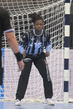 Vanessa Fehr (HSG Bensheim Auerbach, 16) im Tor HSG Bensheim Auerbach vs. BVB Borussia Dortmund Handball, Handball, Frauen, DHB Pokal Haushahn Final 4, Finale, Saison 2025 2026, 15.03.2026 HSG Bensheim Auerbach vs. BVB Borussia Dortmund Handball, Handball, Frauen, DHB Pokal Haushahn Final 4, Finale, Saison 2025 2026, 15.03.2026 Stuttgart Copyright: xEibner-Pressefoto TobiasxBaurx EP_TBR