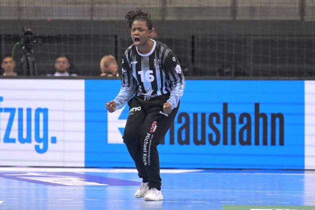 Vanessa Fehr (HSG Bensheim Auerbach, 16) im Tor HSG Bensheim Auerbach vs. BVB Borussia Dortmund Handball, Handball, Frauen, DHB Pokal Haushahn Final 4, Finale, Saison 2025 2026, 15.03.2026 HSG Bensheim Auerbach vs. BVB Borussia Dortmund Handball, Handball, Frauen, DHB Pokal Haushahn Final 4, Finale, Saison 2025 2026, 15.03.2026 Stuttgart Copyright: xEibner-Pressefoto TobiasxBaurx EP_TBR