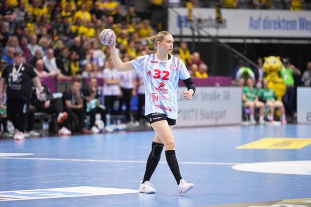 Szene mit Neele Mara Orth (32; HSG Bensheim Auerbach) Haushahn Final4 Finale HSG Bensheim-Auerbach vs Borussia Dortmund