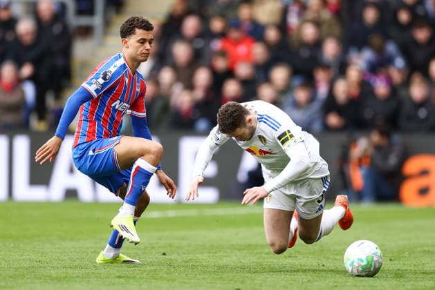 Crystal Palace v Leeds United 15 March 2026, London - Premier League Football - Crystal Palace v Leeds United - Brennan Johnson of Crystal Palace and Gabriel Gudmundsson of Leeds United - Photo: Jacques Feeney Offside. London UK Copyright: xJacquesxFeeneyx xOffsidexOffside