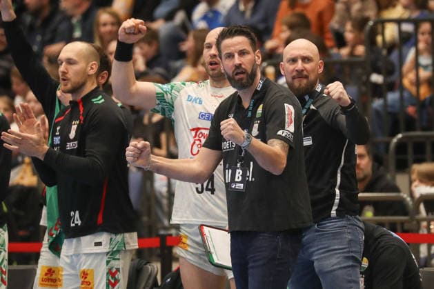 15.03.2026, xgox, Handball - Daikin HBL Bergischer HC - SC Magdeburg emspor, v.l. Bennet Wiegert (Magdeburg, Trainer) Jubel, Torjubel, jubelt ueber das Tor, celebrate the goal, celebration Duesseldorf