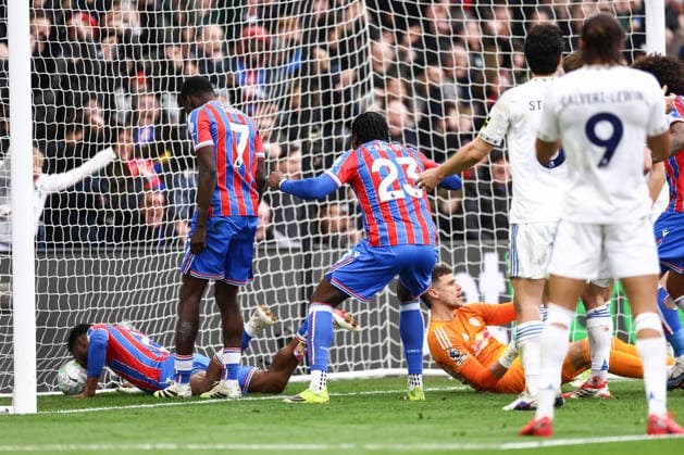 Crystal Palace v Leeds United 15 March 2026, London - Premier League Football - Crystal Palace v Leeds United - Jaydee Canvot of Crystal Palace celebrates as Jefferson Lerma of Crystal Palace pokes the ball over the line for a goal which ends up being disallowed - Photo: Jacques Feeney Offside. London UK Copyright: xJacquesxFeeneyx xOffsidexOffside