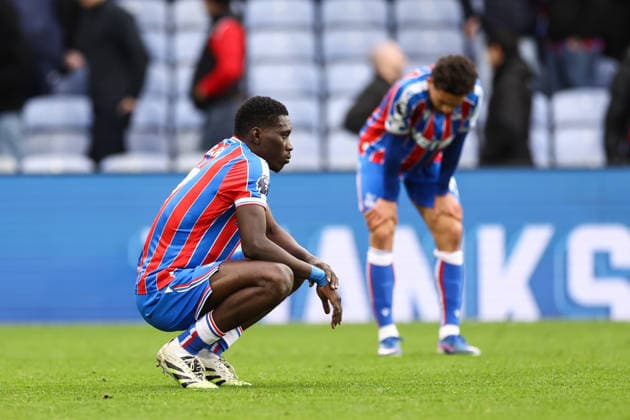 Crystal Palace v Leeds United 15 March 2026, London - Premier League Football - Crystal Palace v Leeds United - Ismaila Sarr of Crystal Palace and Yeremy Pino of Crystal Palace react at full time - Photo: Jacques Feeney Offside. London UK Copyright: xJacquesxFeeneyx xOffsidexOffside