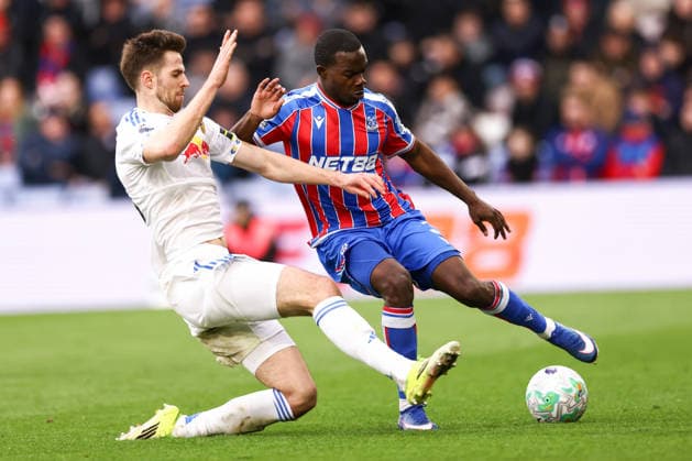 Crystal Palace v Leeds United 15 March 2026, London - Premier League Football - Crystal Palace v Leeds United - Tyrick Mitchell of Crystal Palace and Ilia Gruev of Leeds United - Photo: Jacques Feeney Offside. London UK Copyright: xJacquesxFeeneyx xOffsidexOffside