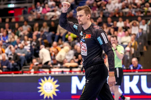 15.03.2026, Handball, HBL, Bergischer HC - SC Magdeburg, Mitsubishi Electric HALLE Düsseldorf: Sergey Hernandez (SC Magdeburg 01) jubelnd Nordrhein-Westfalen Deutschland