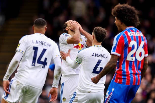 LONDON, ENGLAND - MARCH 15: Dominic Calvert Lewin of Leeds United rues a missed penalty during the Premier League match between Crystal Palace and Leeds United at Selhurst Park on March 15, 2026 in London, England.  Copyright: xRenexNijhuis MBxMediax