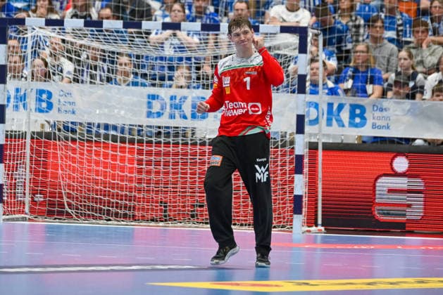 Julian Buchele (Frisch Auf Goeppingen, 01) jubelt TBV Lemgo Lippe vs. Frisch Auf Goeppingen, Handball, 1. Bundesliga, 25. Spieltag, Saison 2025 2026, 15.03.2026, TBV Lemgo Lippe vs. Frisch Auf Goeppingen, Handball, 1. Bundesliga, 25. Spieltag, Saison 2025 2026, 15.03.2026 Lemgo Copyright: xEibner-Pressefoto RobertxGertzenx EP_RGN