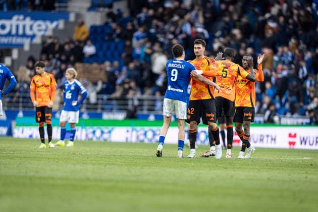 FOOTBALL : Racing Strasbourg (RCS) vs Paris FC - ligue 1 - Strasbourg - 15 03 26 DÃ ception des joueurs de l equipe de Racing Strasbourg apres leur match nule  Copyright: xelyxandroxcegarrax