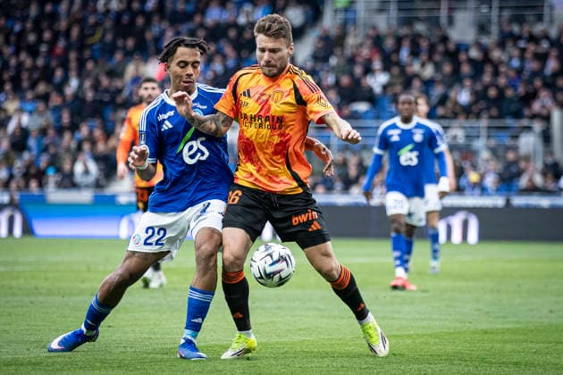 FOOTBALL : Racing Strasbourg (RCS) vs Paris FC - ligue 1 - Strasbourg - 15 03 26 GuÃ la DouÃ 22 (RCS) et Ciro Immobile 36  Copyright: xElyxandroxCEGARRAx