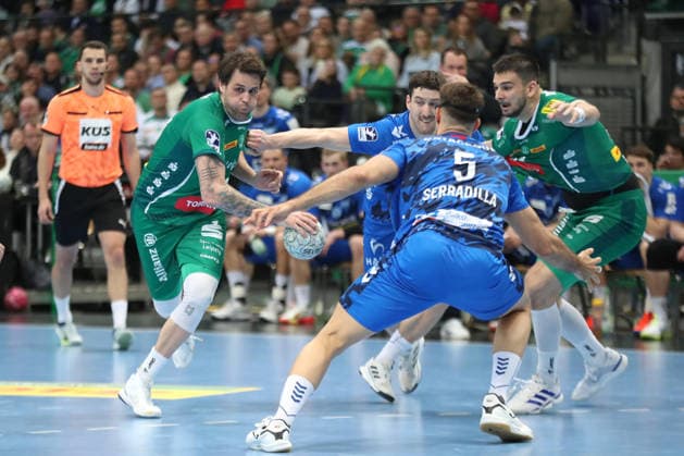 Handball DAIKIN HBL, SC DHfK Leipzig - TVB Stuttgart; 15.03.2026 Dean Bombac (67, SC DHfK Leipzig). Handball, DAIKIN HBL, 1. Bundesliga, Saison 2025 2026, 25. Spieltag: SC DHfK Leipzig vs. TVB Stuttgart am 15.03.2026 in der Quarterback Immobilien Arena Leipzig. Copyright: xBEAUTIFULxSPORTS JanxKaeferx