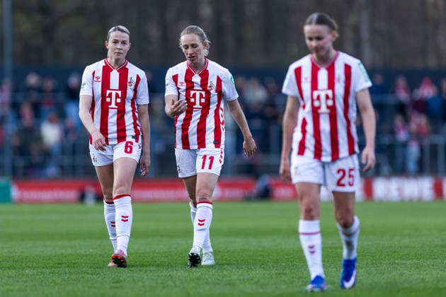 Google Pixel Frauen-Bundesliga: 1. FC Köln - FC Bayern München; 15.03.2026 Sandra Maria Jessen (1. FC Köln, 6), Pauline Bremer (1. FC Köln, 11) am 20. Spieltag der Google Pixel Frauen-Bundesliga im Spiel des 1. FC Köln gegen den FC Bayern München am 15.03.2026 im Franz-Kremer-Stadion in Köln, Deutschland. Copyright: xBEAUTIFULxSPORTS Meuselx