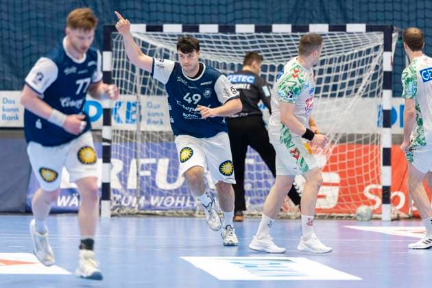 Bergischer HC gegen SC Magdeburg, 15.03.2026 DUESSELDORF, GERMANY - MARCH 15: Aron Seesing (49, Bergischer HC) während dem HBL Bundesliga Spiel zwischen Bergischer HC gegen SC Magdeburg at Mitsubishi Electric HALLE am 25.Spieltag. March 15, 2026 in Duesseldorf, Germany. Copyright: xBEAUTIFULxSPORTS KennyxBeelex