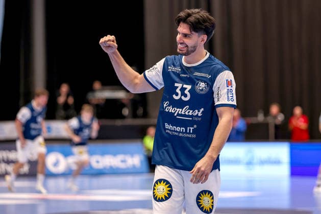 15.03.2026, Handball, HBL, Bergischer HC - SC Magdeburg, Mitsubishi Electric HALLE Düsseldorf: Eloy Morante Maldonado (BHC 33) jubelnd Nordrhein-Westfalen Deutschland