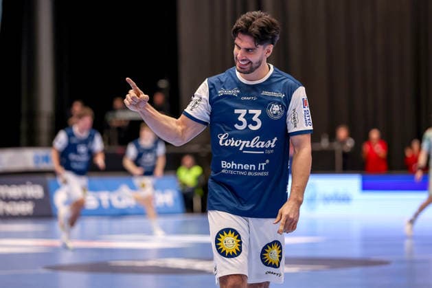 15.03.2026, Handball, HBL, Bergischer HC - SC Magdeburg, Mitsubishi Electric HALLE Düsseldorf: Eloy Morante Maldonado (BHC 33) jubelnd Nordrhein-Westfalen Deutschland