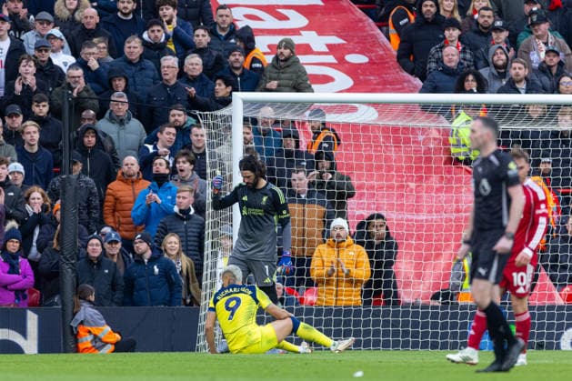 Football - FA Premier League - Liverpool FC v Tottenham Hotspur FC LIVERPOOL, ENGLAND - Sunday, March 15, 2026: Liverpool s goalkeeper Alisson Becker reacts to making a save during the FA Premier League match between Liverpool FC and Tottenham Hotspur FC at Anfield. (Photo by David Rawcliffe Propaganda) LIVERPOOL Anfield MERSEYSIDE ENGLAND  Copyright: xDavidxRawcliffex P2026-03-15-Liverpool_Tottenham-71