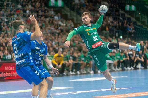 Franz Semper (SC DHfK Leipzig, 32) beim Torwurf SC DHfK Leipzig vs. TVB Stuttgart, Handball, 1. Handball-Bundesliga, 25. Spieltag, Saison 2025 2026, 15.03.2026 SC DHfK Leipzig vs. TVB Stuttgart, Handball, 1. Handball-Bundesliga, 25. Spieltag, Saison 2025 2026, 15.03.2026 Leipzig Copyright: xEibner-Pressefoto PiaxSchindlerx EP_PSR