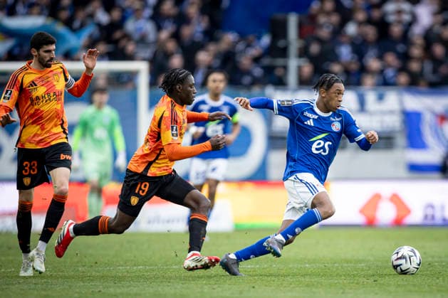 FOOTBALL : Racing Strasbourg (RCS) vs Paris FC - ligue 1 - Strasbourg - 15 03 26 Nhoa Sangui 19 et Samuel Amo-Ameyaw 27 (RCS)  Copyright: xelyxandroxcegarrax