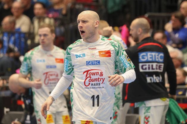 15.03.2026, xgox, Handball - Daikin HBL Bergischer HC - SC Magdeburg emspor, v.l. Daniel Pettersson (Magdeburg, 11) Jubel, Torjubel, jubelt ueber das Tor, celebrate the goal, celebration Duesseldorf